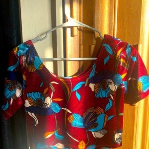 Velvet flower red crop top